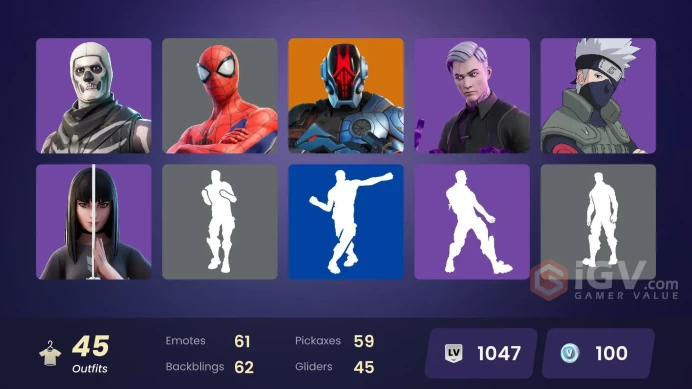 PC,PSN,XBOX 45 SKINS FA - SHANTA,CHARLOTTE,MARIGOLD,RICK,ORIN,MOLTEN LEGENDS,CLARK KENT,CARNAGE,SPIDERMAN,SKULL TROOPER RK856