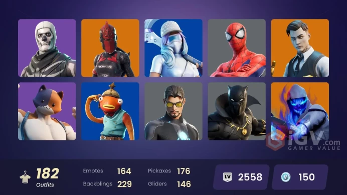 PC,PSN,XBOX 182 SKINS FA - JOLTARA,VEGETA,SUPERSONIC,BACKLASH,DOOM,BATMAN,VENOM,WONDER WOMAN,HANA,THOR,EDDIE BROCK,LARA CROFT RK661