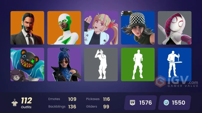 PC,PSN,XBOX 112 SKINS FA - VIVI CHROMA - BACKLASH - FLASH - DOOM - HYPERSONIC - JOHN WICK RK862