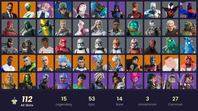 PC,PSN,XBOX 112 SKINS FA - VIVI CHROMA - BACKLASH - FLASH - DOOM - HYPERSONIC - JOHN WICK RK862