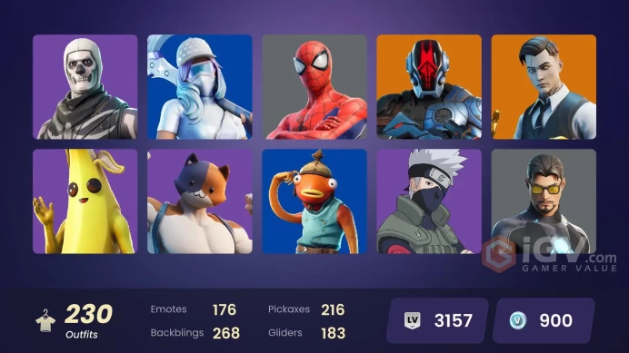 PC,PSN,XBOX 230 SKINS FA - STW - BACKLASH,BLAZE,CAP,NARUTO,KAKASHI,ELEVEN,FASHION BANSHEE,SPIDER-GWEN,DOOM,DEMI,UNCHAINED RAMIREZ RK751