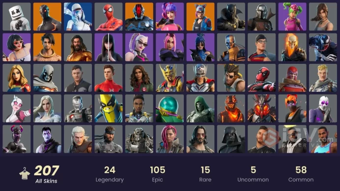 PC,PSN,XBOX 207 SKINS FA - GOKU,SNAP,GALAXY SCOUT,VEGETA,MANDALORIAN,VENOM,MJ,FELINA,LEBRON,LARA CROFT RK762