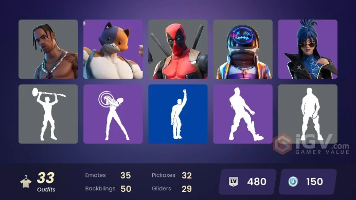 [PC/PSN] 33 skins | Travis Scott | Astro Jack | Rue | Point Patroller | Gear Specialist Maya | Valeria | Peter Griffin | 150 VB