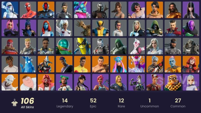 106 TOP SKINS | RONIN | ETERNAL KNIGHT | FADE | VALERIA | SNAP | PETER GRIFFIN | THE CUBE QUEEN | THE ORIGIN | MENACE