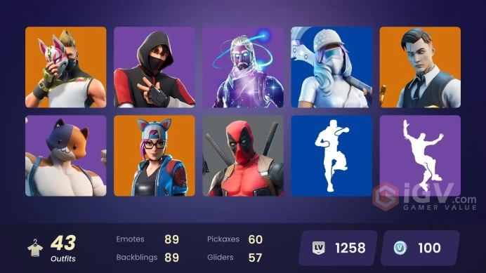 [PC/PSN] 43 skins | Galaxy | IKONIK | Gold Midas | Thrilldiver | Freediver | Gear Specialist Maya | The Ice King | Lynx | Calamity | 100 VB