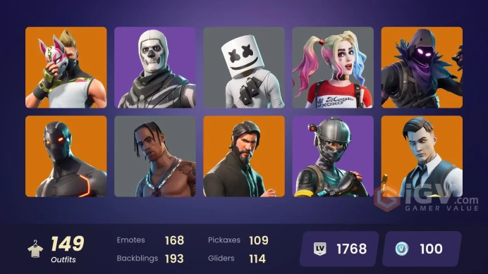 Travis Scott, The Reaper, Elite Agent, Take the L, Fresh, Candy Axe, Midas Gold, Astroworld Cyclone | 149 Skins [Full Access] Psn, Xbox, PC