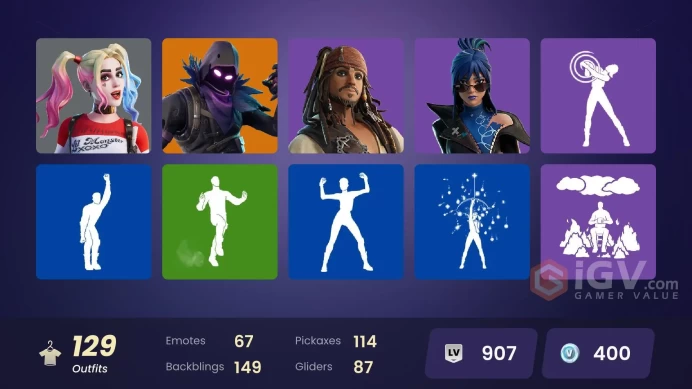 850$ Spent [PC/XBOX] 129 skins | Raven | Harley Hitter | Son Goku | Rebirth Harley Quinn | Moon Knight | Goku Blackmssh28