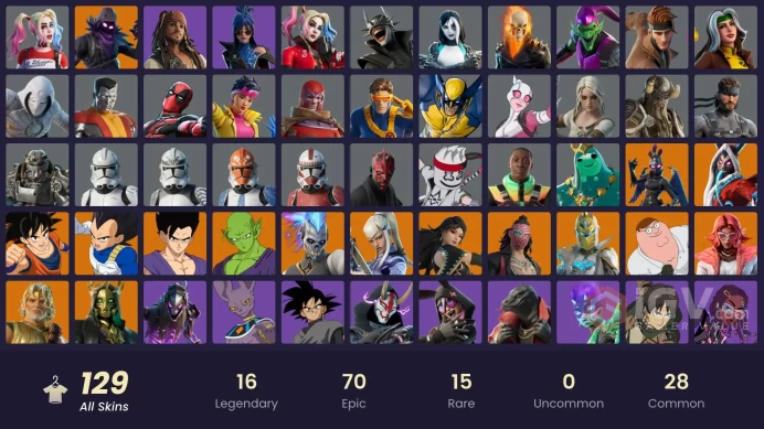 850$ Spent [PC/XBOX] 129 skins | Raven | Harley Hitter | Son Goku | Rebirth Harley Quinn | Moon Knight | Goku Blackmssh28