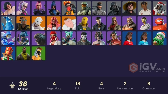 [PC/PSN/NINTENDO]   36 skins | MrBeast | Master Chief (Matte Black) | Malik (Solitary Defender) | Snap (Kalamadness) | ValeriaDU204 