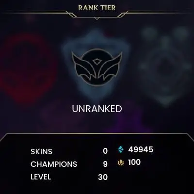 [EUW] | 50K BE | LVL 30 | Completed 10 games and can directly rank | Full Access | Instant Delivery |Unverified Email | P15