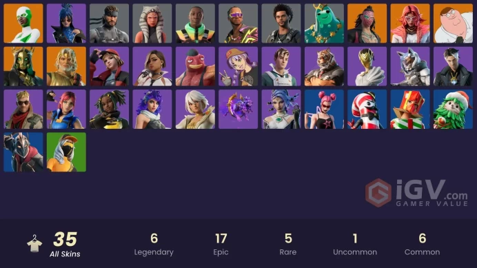 [PC/PSN/NINTENDO]    35 skins | Surf Witch | Fancy Peter Griffin | Collector Kado Thorne | Burning Ambition Valeria | ZeusLT175 