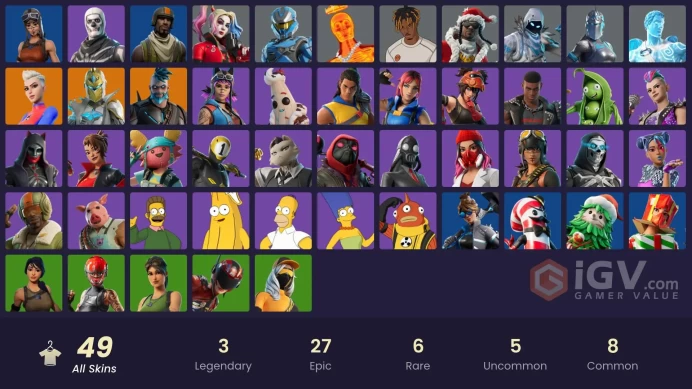 PC/PSN/XBOX  49 skins | Harley Hitter | Rebirth Harley Quinn | Star Wand | Get Griddy | Renegade Raiderlui574