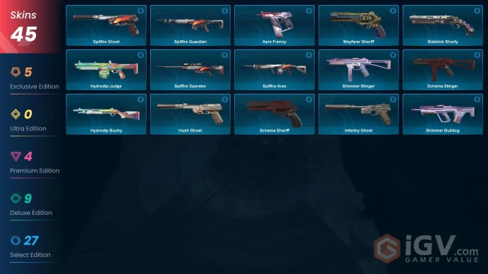 EU 45 skins | Araxys Vandal | Overdrive Vandal | CYRAX Guardian | Soulstrife Scythe | Origin Operator | Forsaken Vandal | Prime Spectre