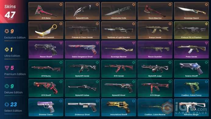 EU 47 skins | Xenohunter Knife | Prime//2.0 Karambit | Prelude to Chaos Vandal | Araxys Vandal | Reaver Sheriff | Prime Vandal | Protocol 781-A 