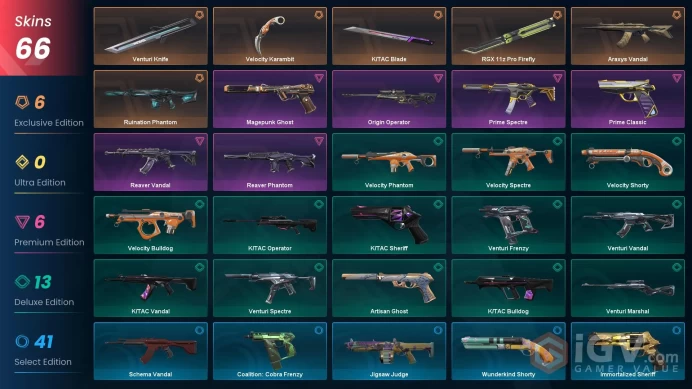 EU/TR 66 skins | RGX 11z Pro Firefly | Araxys Vandal | Ruination Phantom | Reaver Phantom | Magepunk Ghost | Reaver Vandal | Prime Spectre