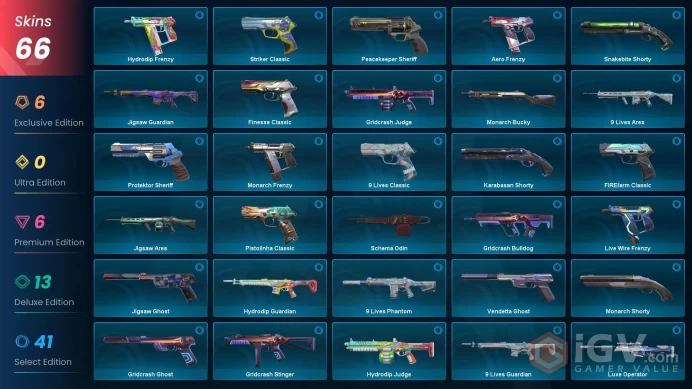 EU/TR 66 skins | RGX 11z Pro Firefly | Araxys Vandal | Ruination Phantom | Reaver Phantom | Magepunk Ghost | Reaver Vandal | Prime Spectre