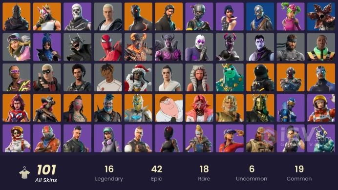 101 SKINS + BLACK KNIGHT + THE REAPER + AC/DC + FLOSS + MAKO + TAKE THE L + LINA SCORCH + ROYALE KNIGHT + ELITE AGENT + BLUE SQUIRE + CHLOE KIM