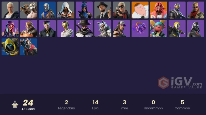 FA - [PSN/Xbox/PC] 24 skins | Blue Squire | Rogue Agent | Peter Griffin | Valeria | Psycho Bandit | Ezio Auditore | Rap Boy | Slim Shady | 