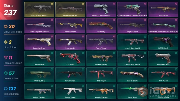 North America / 237 SKINS / Sovereign Ghost / Velocity Karambit / Protocol 781-A Spectre / Outpost Melee / K/TAC Blade / Songsteel / Prism III 