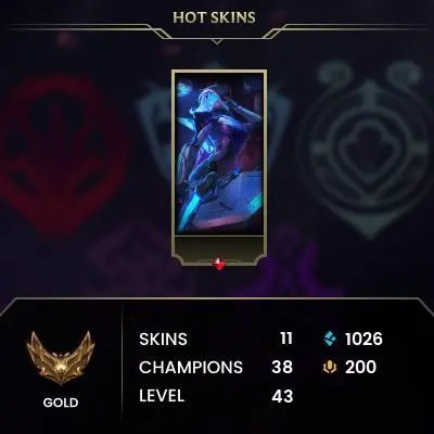 [EUW] - Gold III / 11 Skins / Changeable Mail | Instant Delivery | Lifetime Warranty | 100% Handmade & Secure | 24/7 Support