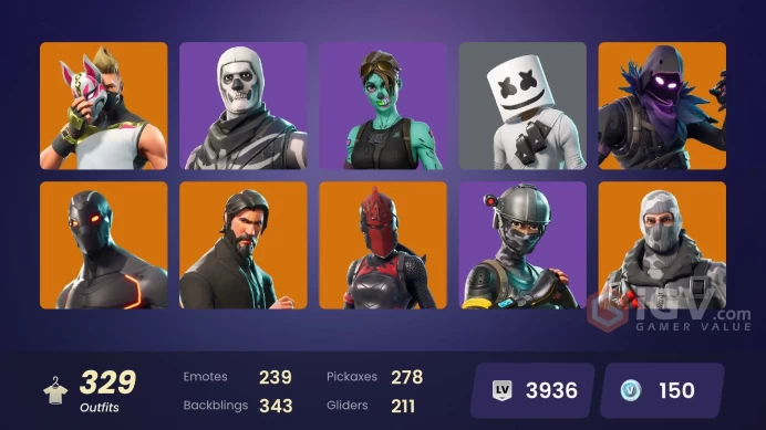 [PC/XBOX] 328 skins | OG STW | The Reaper | Elite Agent | Gold Brutus | Gold Meowscles | Gold Midas | Omega (stage 5) | Blue Striker | 150 VB