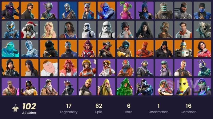 [PC] 102 skins | The Reaper | Blue Squire | Royale Knight | Elite Agent | Rogue Agent | Hybrid | Peter Griffin | Sorana | 1700 VB
