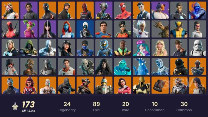 [PC/XBOX] 173 skins | The Reaper | Elite Agent | Gold Brutus | Gold Meowscles | Gold Midas | Game Knight | Unchained Ramirez | Omega | 250 VB