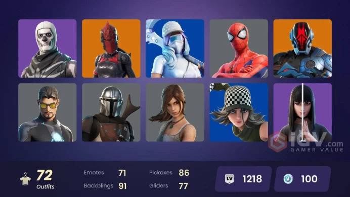 [PC/NINTENDO]   72 skins | Sultura | Cloud Striker | Head (Droopy) | Menace (Challenger Menace ⸱ Flame) | Ronin (Cape) |ZAK138