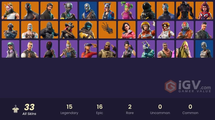 32 SKINS + ROYALE KNIGHT + THE REAPER + BLUE SQUIRE + OMEGA (STAGE 5) + ELITE AGENT + TAKE THE L + DRIFT + DARK VOYAGER + CARBIDE