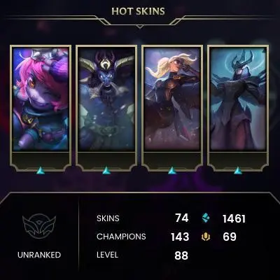 【EUW】Level 88    143  Champ/ 74 Skins   Full Access   High Quality Account  Instant Delivery️