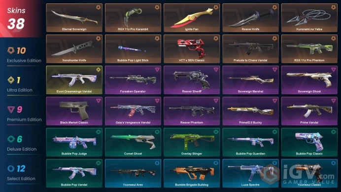 NA | Ignite Fan, Kuronami no Yaiba, RGX 11z Pro Karambit, Xenohunter Knife, Evori Dreamwings Vandal, Prelude to Chaos Vandal, Reaver Phantom