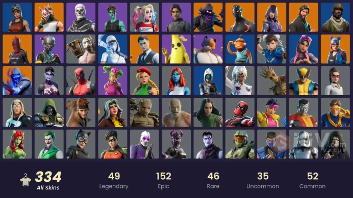 333 SKINS + IKONIK + 514 DANCES + MERRY MINT AXE + THE REAPER + OMEGA (STAGE 5) + GLOW + COBALT SNOWFOTT + TAKE THE L + STW OLD + MASTER CHIEF