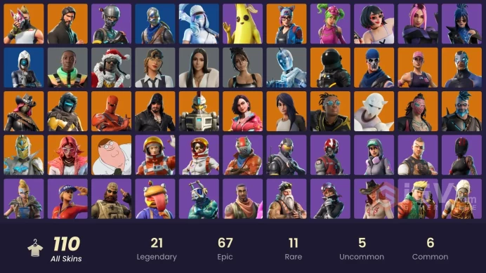 110 SKINS + FLOSS + ROYALE KNIGHT + ELITE'S SIGIL + CANDY AXE + BLUE SQUIRE + THE REAPER + TAKE THE L + MAKO + STW OLD + HOMER + NED FLANDERS