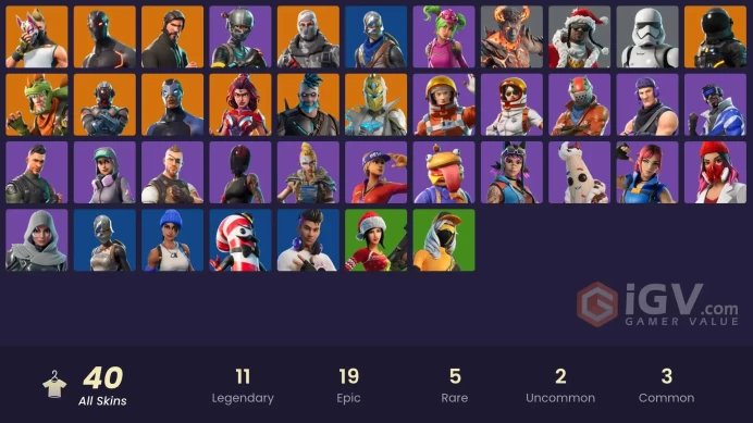 40 SKINS + ROYALE KNIGHT + THE REAPER + BLUE SQUIRE + TAKE THE L + ELITE AGENT + HAVOC + BLUE STRIKER + REX + YULEJACKET + OMEGA + DRIFT