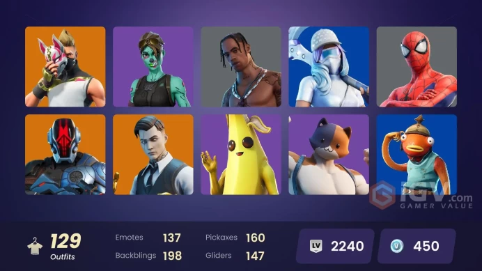 Travis Scott, Darth Vader, Midas Gold, Brutus Gold, Drift Stage 5, Rage, Astroworld Cyclone | 129 Skins [Full Access] Psn, Xbox, PC
