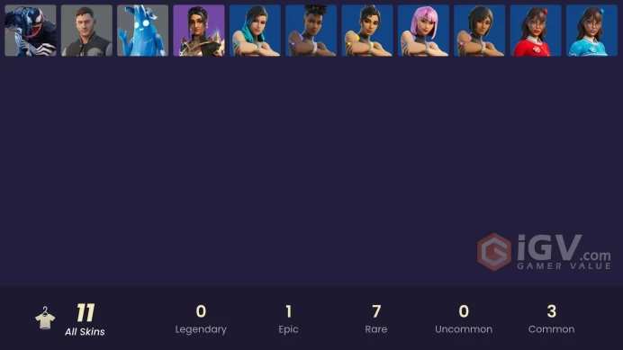 [PC/PSN/XBOX] 11 skins | Venom | Eddie Brock | Polar Peely | Shanta | Melody Maverick | Amplitude | Harmonizer | Band Pass | Krisabelle
