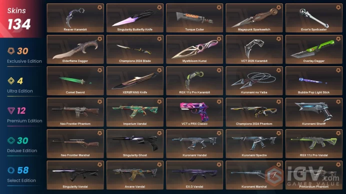 EU/TUR 117540 VP VCT 2025 Karambit Evori Dreamwings Bundle Champions 2024 Bundle Kuronami Bundle Immortal Buddy EX.O Vandal Evori's Spellcaster