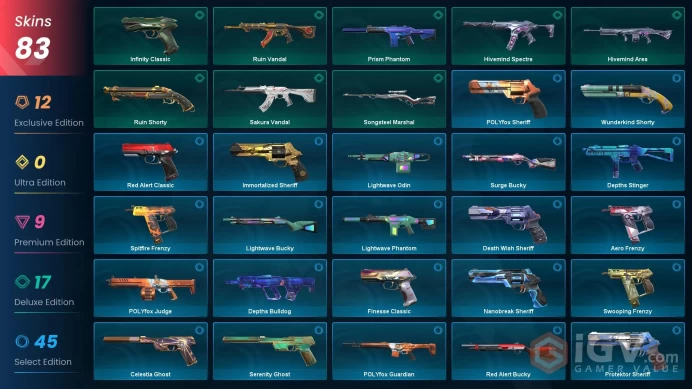 EU/TR 83 skins | VCT 2025 Karambit | EX.O Vandal | Ruin Dagger | Reaver Knife | Glitchpop Vandal | VCT25 x LEV Classic | Primordium Vandal 