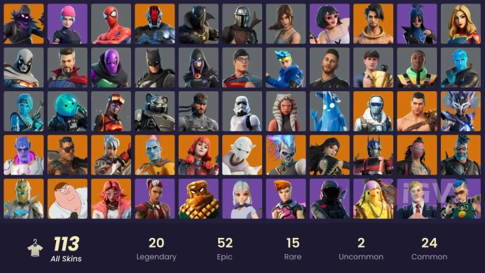 [PSN/XBOX/PC] 113 skins | Wildcat | The Imagined | The Origin | Era | Kymera | Renzo the Destroyer | Peter Griffin | Joey | Menace | Valeria