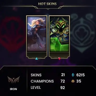 [EUW] - Iron / 21 Skins / Changeable Mail | Instant Delivery | Lifetime Warranty | 100% Handmade & Secure | 24/7 Support