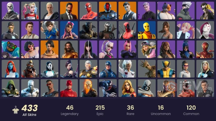 [PSN/PC] 433 skins | Gold Brutus | Master Chief (Matte Black) | Gold Midas | Naruto Uzumaki | Black Adam | Lina Scorch | Sultura
