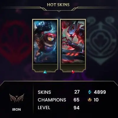 [EUW] - Iron / 27 Skins / Changeable Mail | Instant Delivery | Lifetime Warranty | 100% Handmade & Secure | 24/7 Support