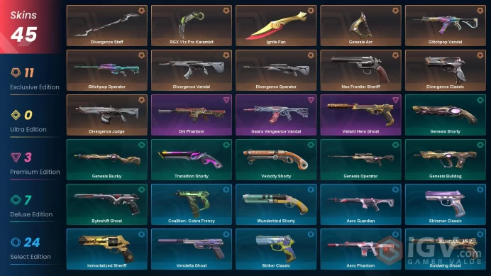 NA/CAN | 45 SKINS 4 KNIFES | RGX KARAMBIT | IGNITE FAN | DIVERGENCE BUNDLE | #v8bnn2
