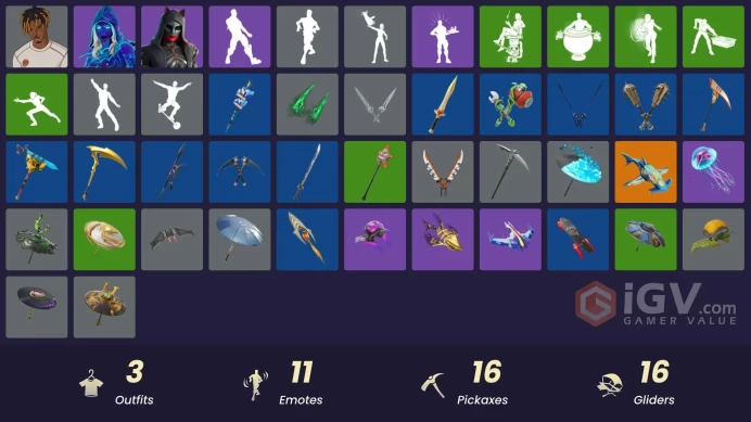[PSN/XBOX/PC] 3 skins | Andromeda | Slayer Juice WRLD | Felina |Cozy Conch|Meowtooth Plush|Captain Jones's Shield & Pickaxe | Gwenpool's Katanas