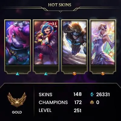 [EUW]|  148 SKINS | 3 ULTIMATE | 1 MYTHIC | 18 LEGENDARY| | 65 EPLC|171 CHAMPIONS