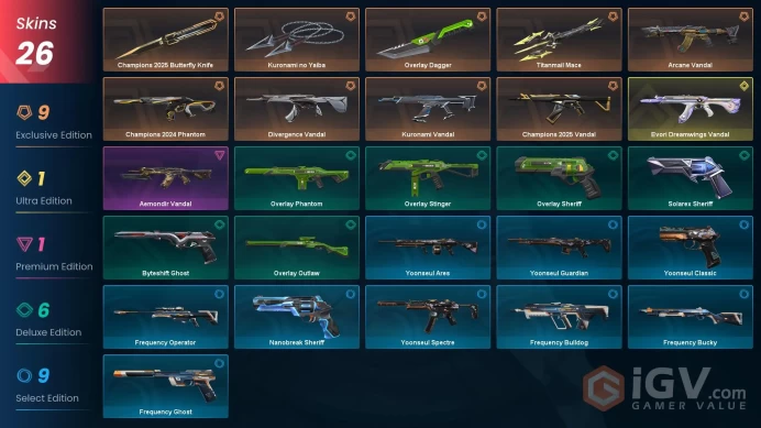 EU/TR | Kuronami no Yaiba, Kuronami Vandal, Evori Dreamwings Vandal, Arcane Vandal, Champions 2025 Bundle, Divergence Vandal, Aemondir Vandal