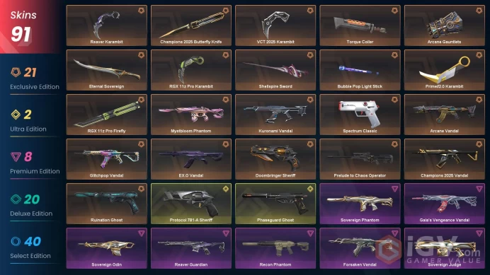 NA/USA 78300VP VCT 2025 Karambit Champions 2025 Vandal Champions 2025 Butterfly Knife Phaseguard Ghost Recon Phantom EX.O Vandal