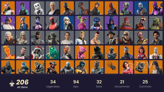 206 SKINS + TRAVIS SCOTT + THE REAPER + DARK VERTEX + TAKE THE L + ASTRO JACK + MAKO + DARK RAZOR + CANDY AXE + GALACTIC TURQUOISE +ROYALEKNIGHT