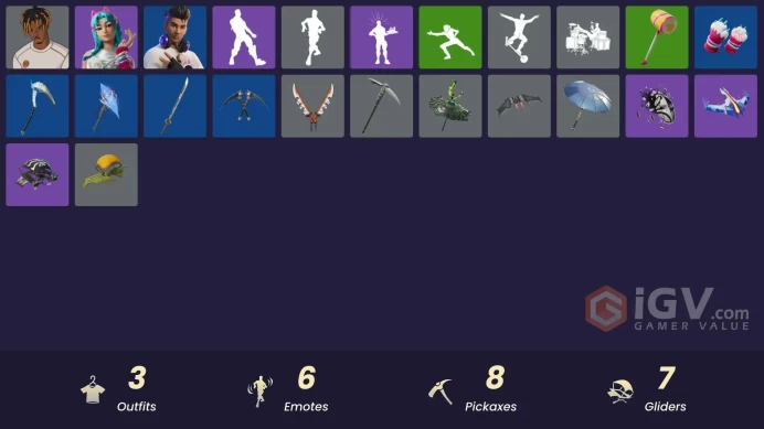 [PSN/XBOX/PC] 3 skins | Slayer Juice WRLD | Katalina | Chord Kahele | Gwenpool's Katanas|999 Knives|Shadow Shroud | Rebel's Rucksack | Hope Star