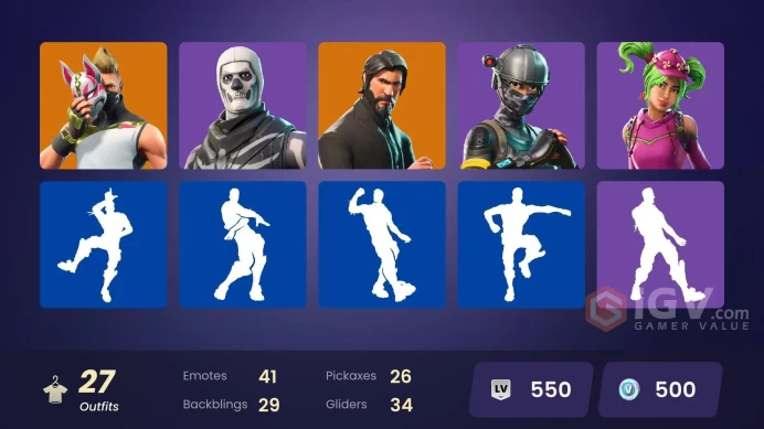 FA - [XBOX/SWITCH/PC] 27 skins | The Reaper | Elite Agent | Dark Voyager | Drift | Calamity | Valor | The Visitor